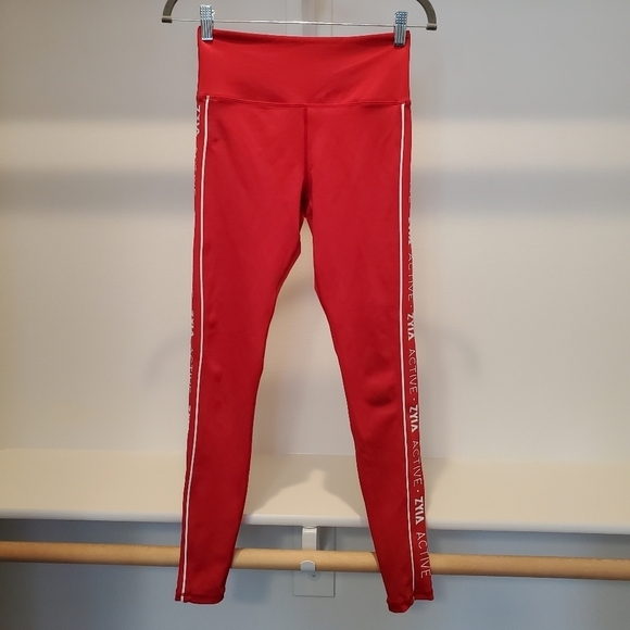 Zyia Active Light N Tight Red High Rise Graphic Logo Striped Tight Leggings - Picture 4 of 11